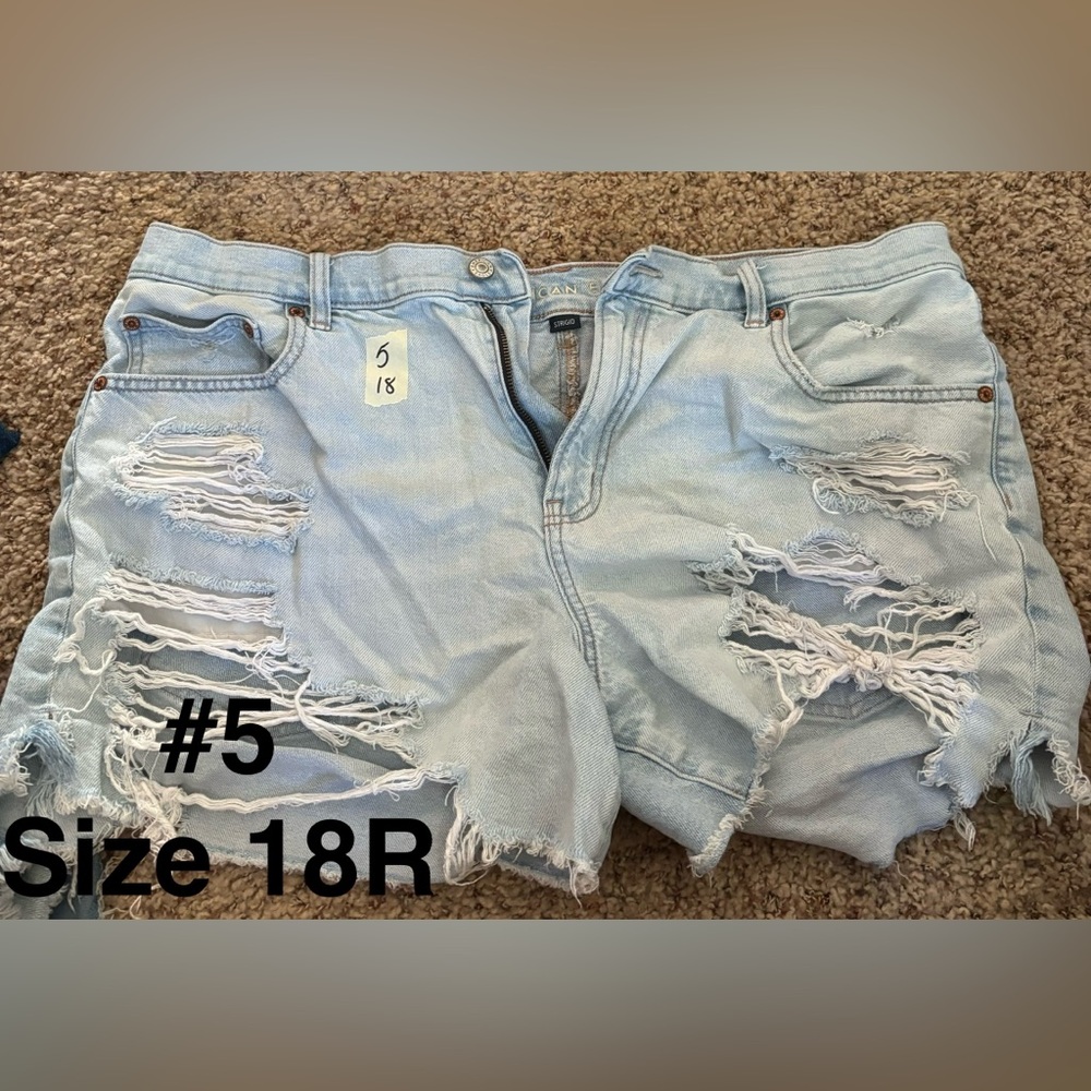 American Eagle Outfitters Light Blue Ripped Jean Shorts